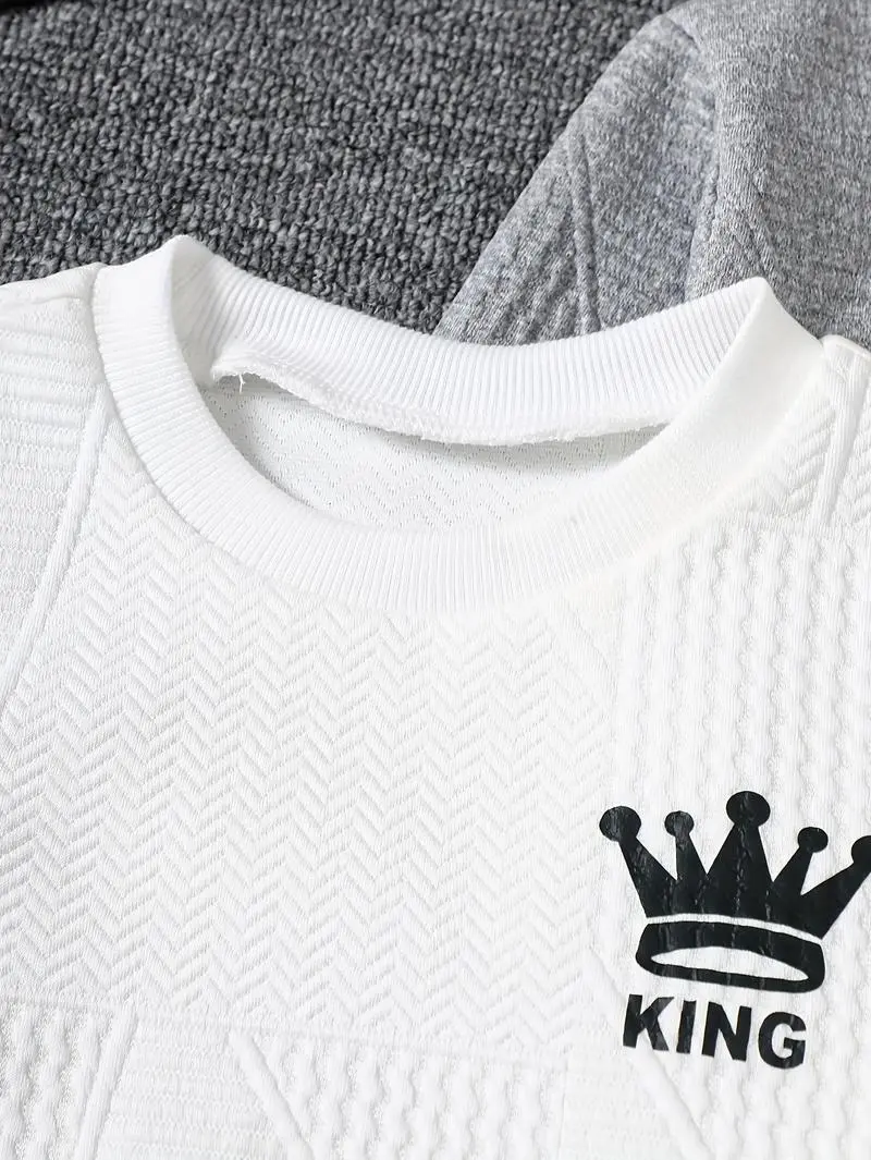 Boys' Autumn/Winter Casual Crown Sweatshirt & Pants Set