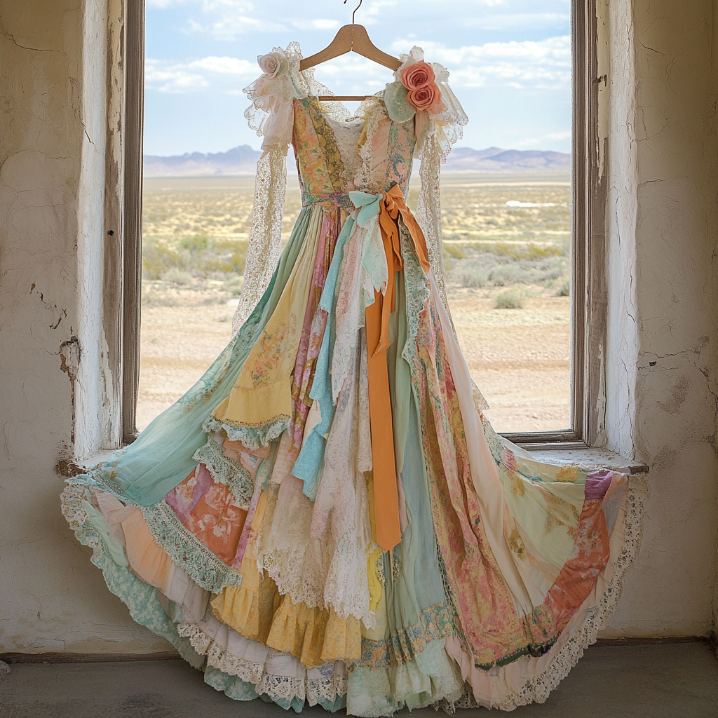 Windowsill Summer Romantic Lace Ruffle Dress fbaa