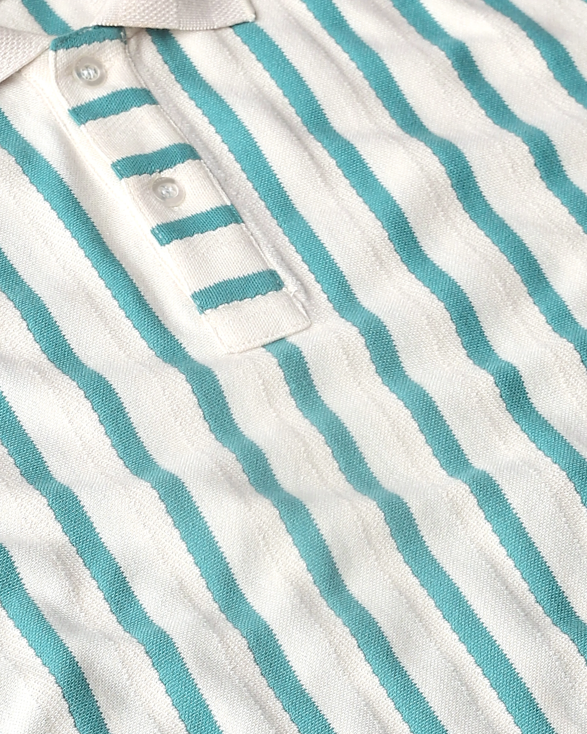 Daily Simple Teal Striped Textured Polo Shirt