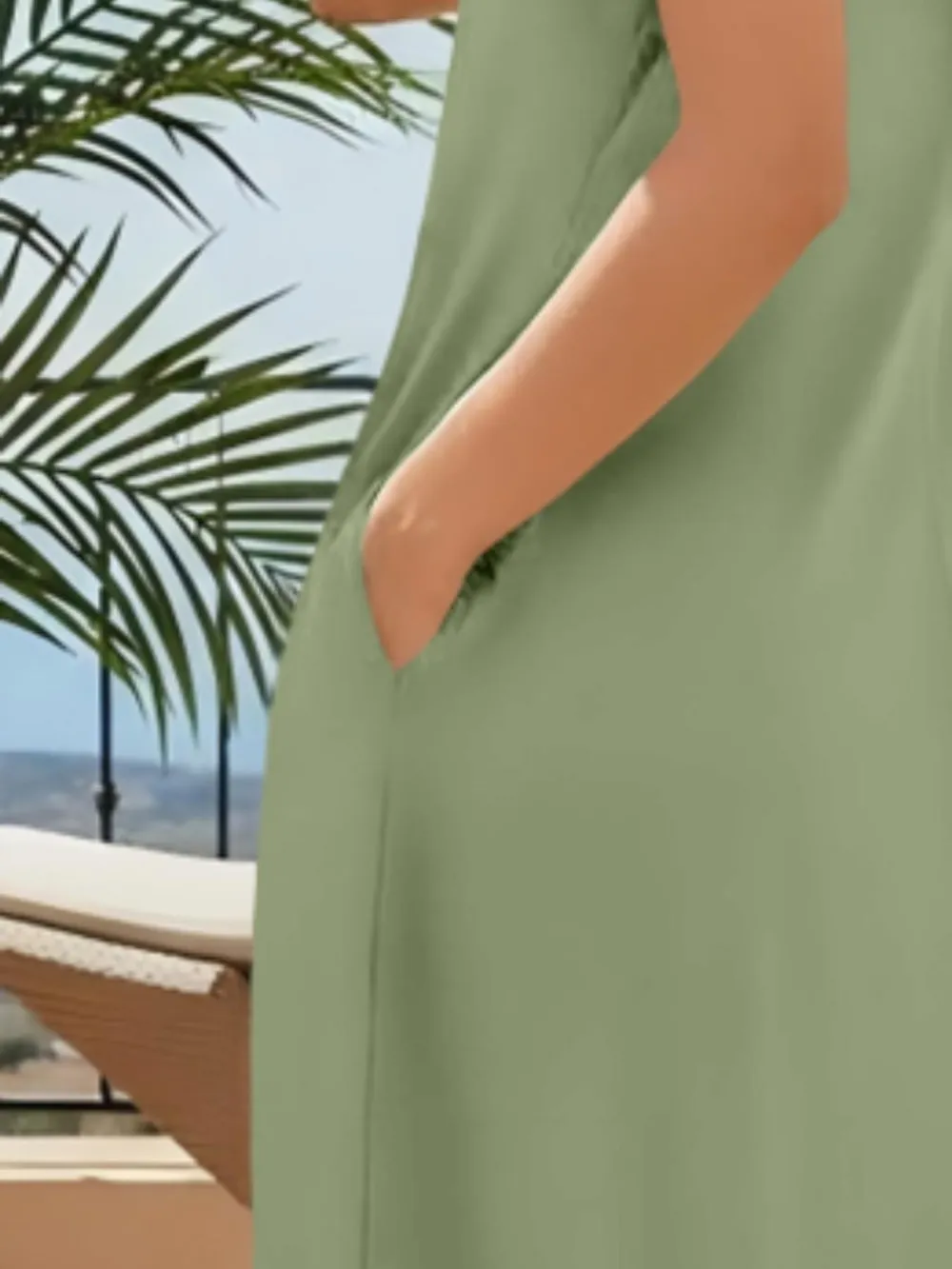Women's Casual Commuter Plain Minimalist Short Sleeve Dress with Pockets, Loose Fit Summer & Fall, Essential Beachwear