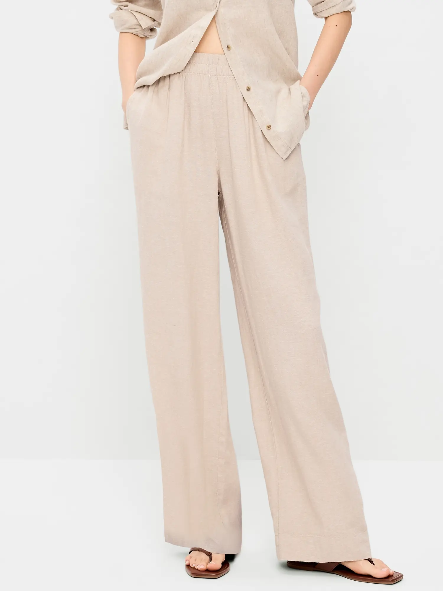 Old Navy Women's High-Waisted Linen-Blend Wide-Leg Pants