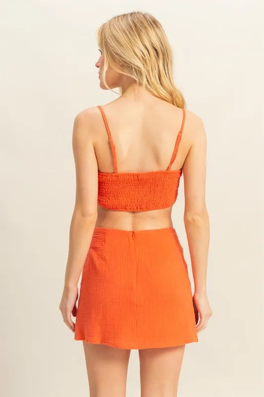 Hyfve Ruched Bra Top And Mini Skirt Set