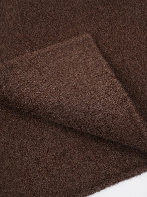 Women's Elegant Solid Color Waist Tie Fuzzy Cuff Wrap Coat, Premium Plush Long Sleeve Thermal Coat, Outerwear Jacket for Fall & Winter(CN/US)