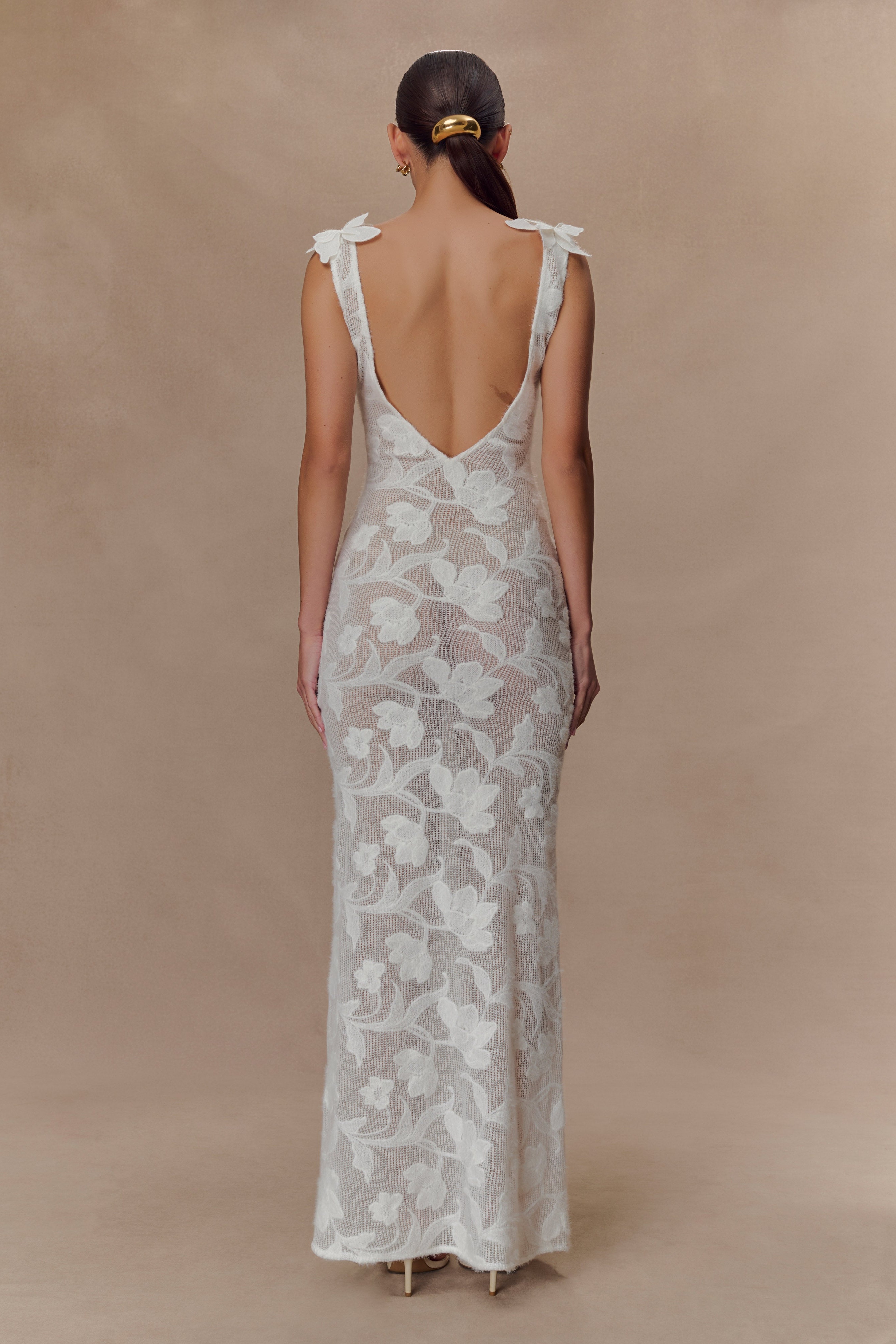 Ivory Floral Sheer Maxi Dress