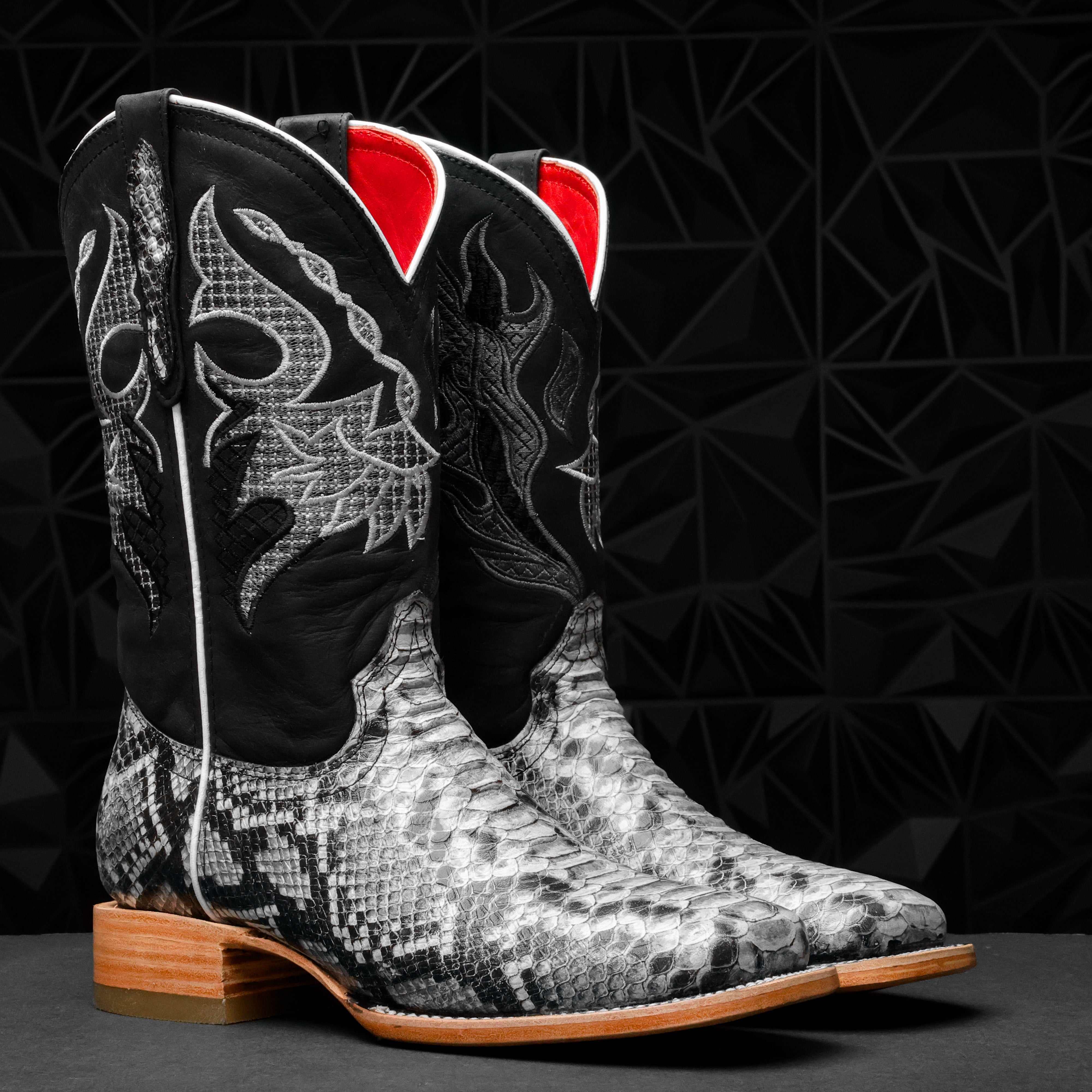 Natural Python Leather Boots - Square Toe