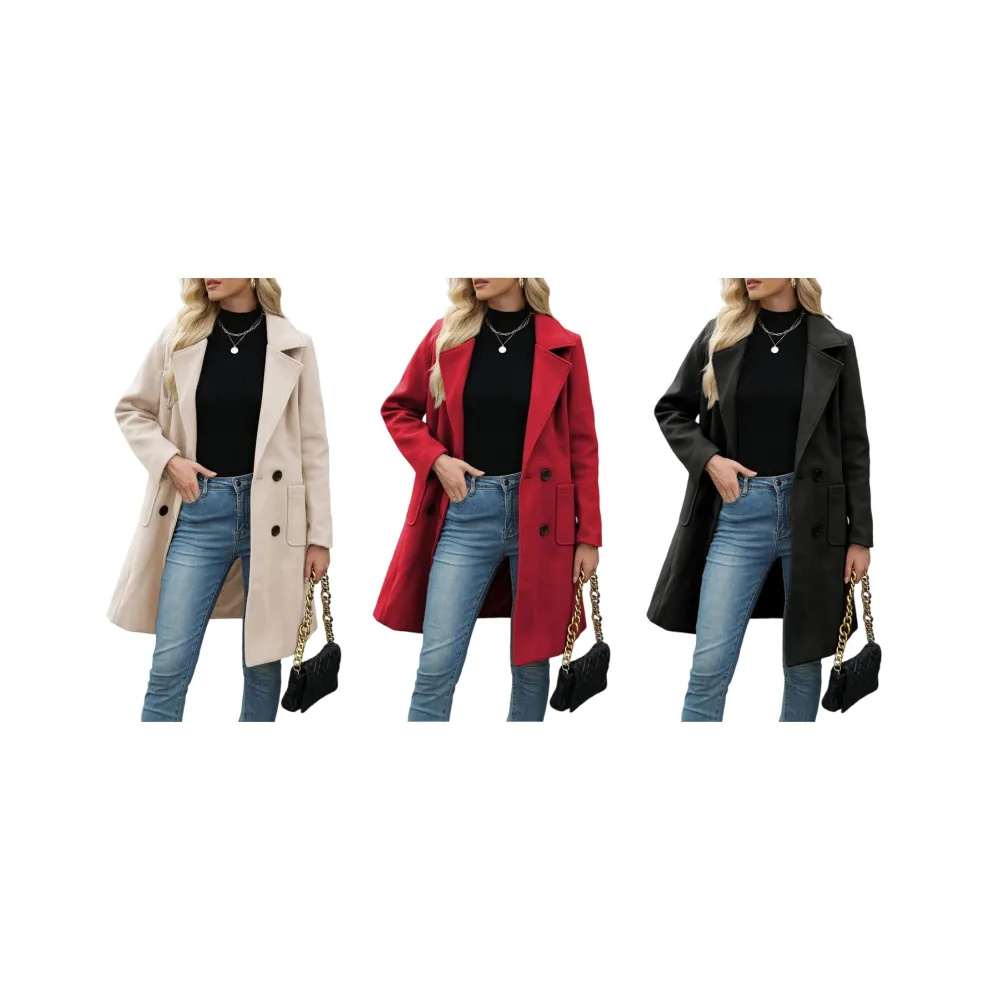 Women Wool Blend Camel Mid-Long Coat