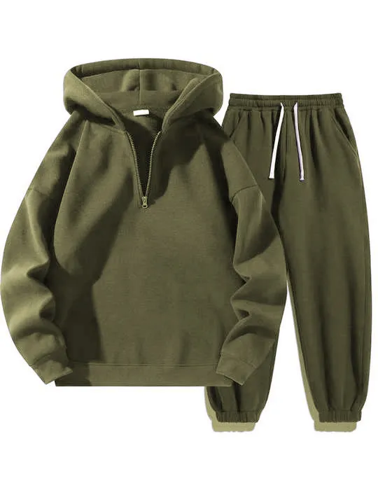 Unisex Zipper Hoodie & Sweatpants Set – Casual Fall Winter Outfit