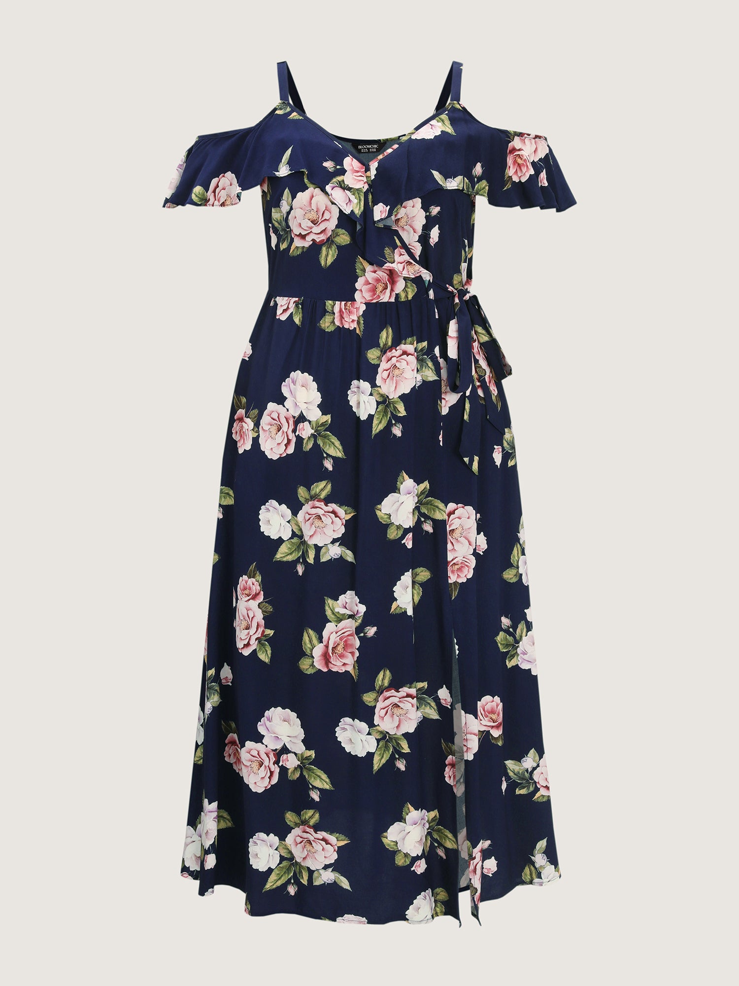 Romantic Floral Print High Slit Maxi Dress