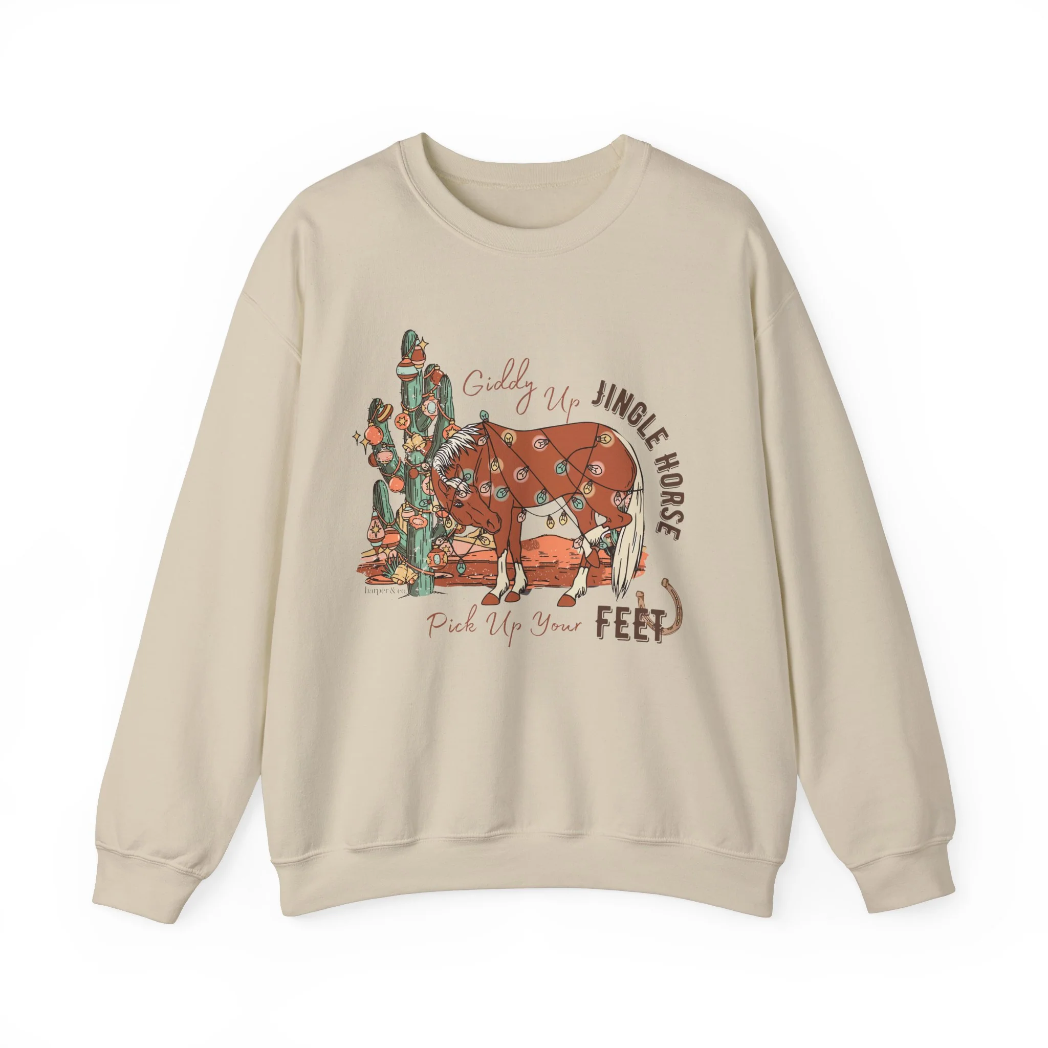 Giddy Up Jingle Horse Unisex Heavy Blend? Crewneck Sweatshirt Full Size
