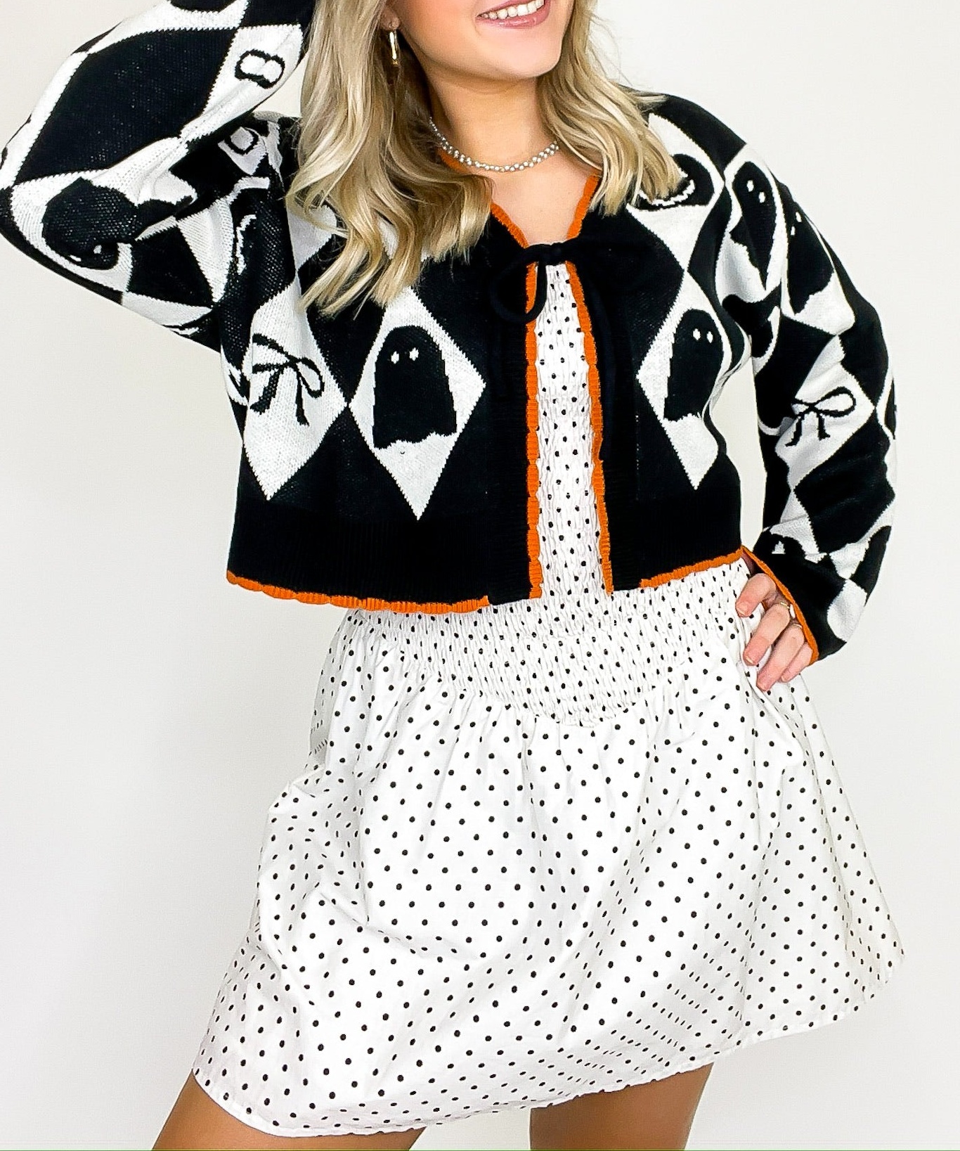 Ghoul Grid Argyle Knit Cardigan - FINAL SALE