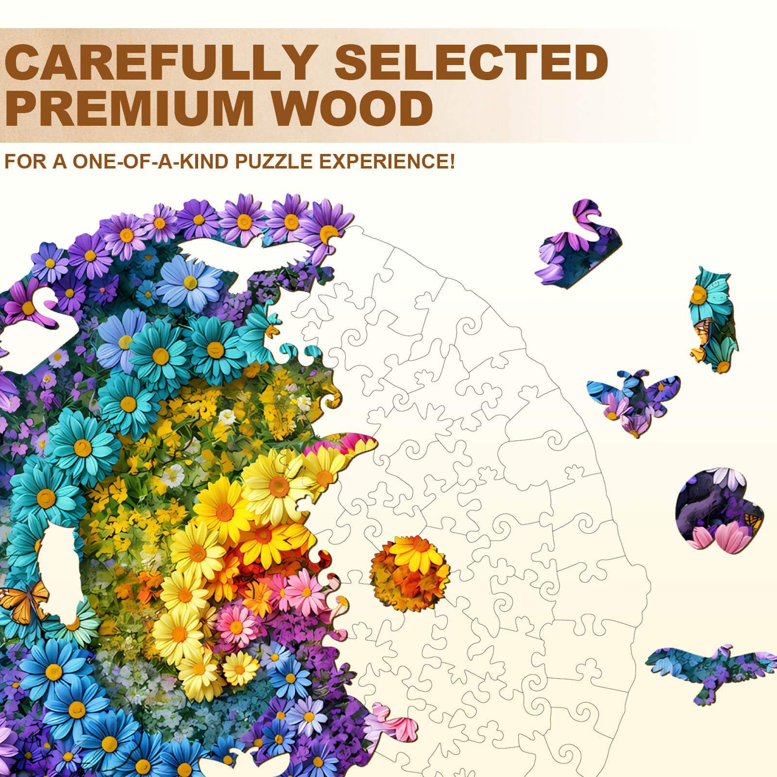 Sea of Flowers Wooden Jigsaw Puzzle