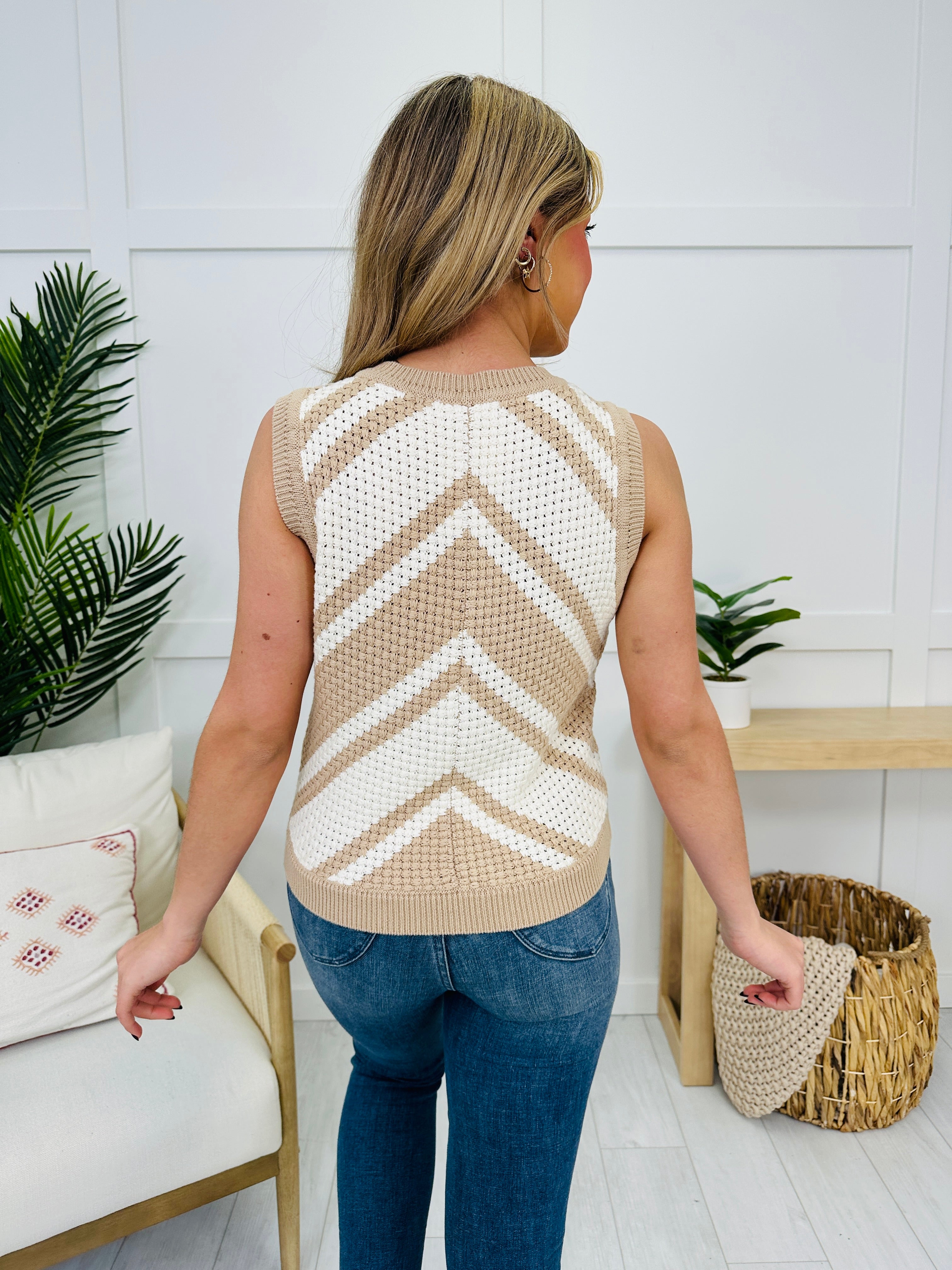 Chasing Chevron Tank Top in Off White/Taupe