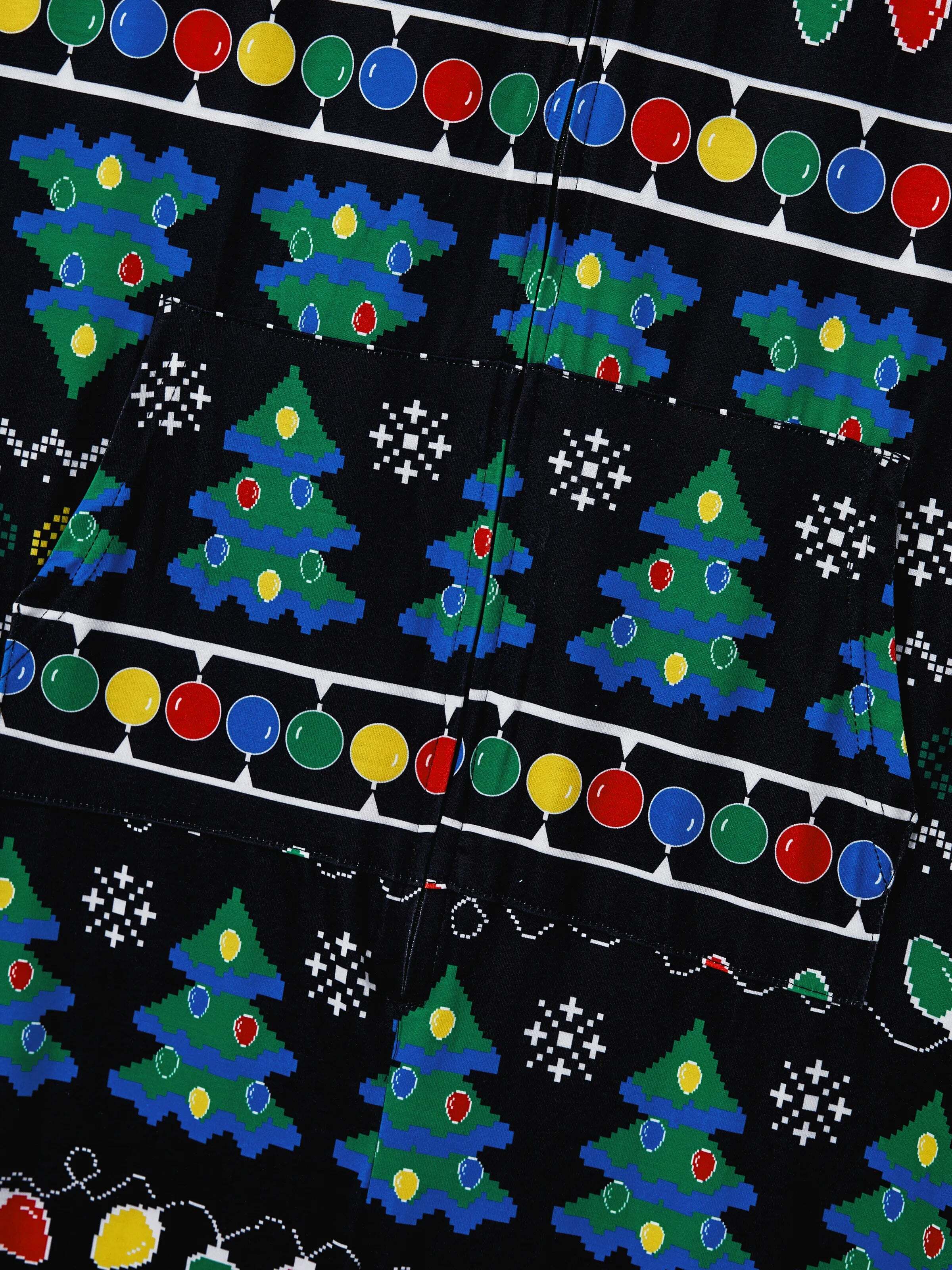 Christmas Onesies Matching Family Pajamas Set Christmas Tree Print PJS with Christmas Socks Black