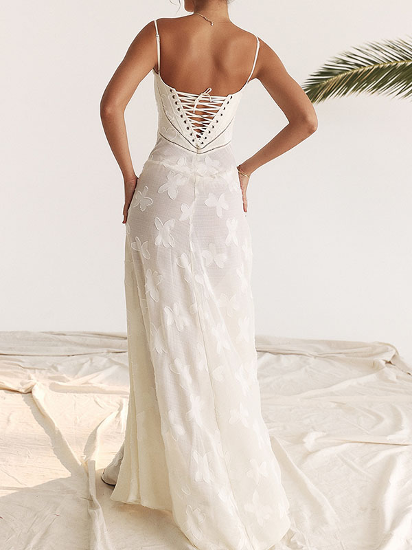 Flower Printed Sleeveless Spaghetti Neck Vacation Maxi Dresses