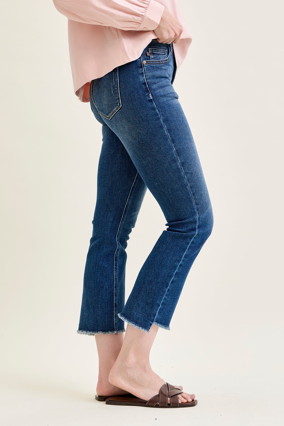 Scarlett High Rise Dark Wash Kick Flare