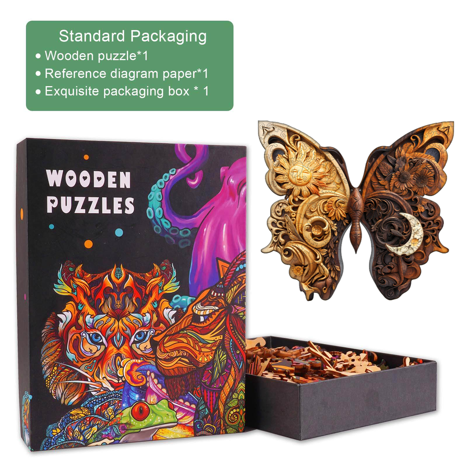Yin Yang Butterfly Wooden Jigsaw Puzzle