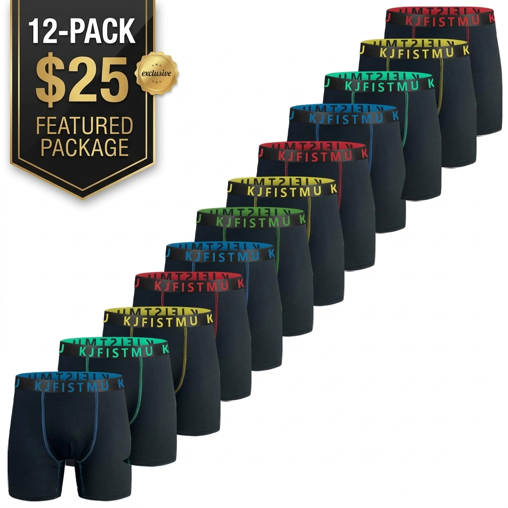 12/8/4 Pack Men's Boxer Briefs - Solid Color with Fine Stripe Design