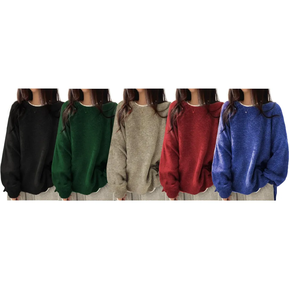 Women's Drop Shoulder Split Hem Sweater