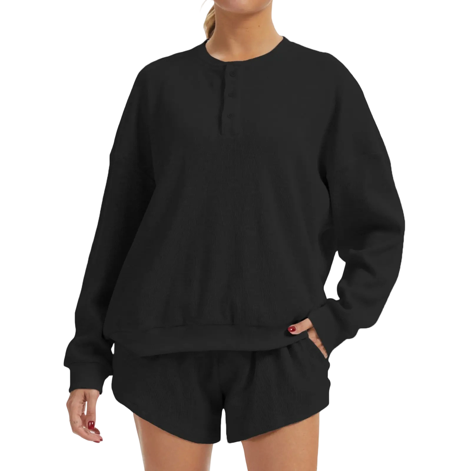 Women's Oversized Waffle Knit Lounge Set