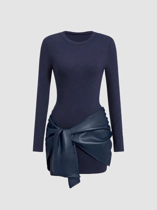 Women's Patchwork Knot Side Dress