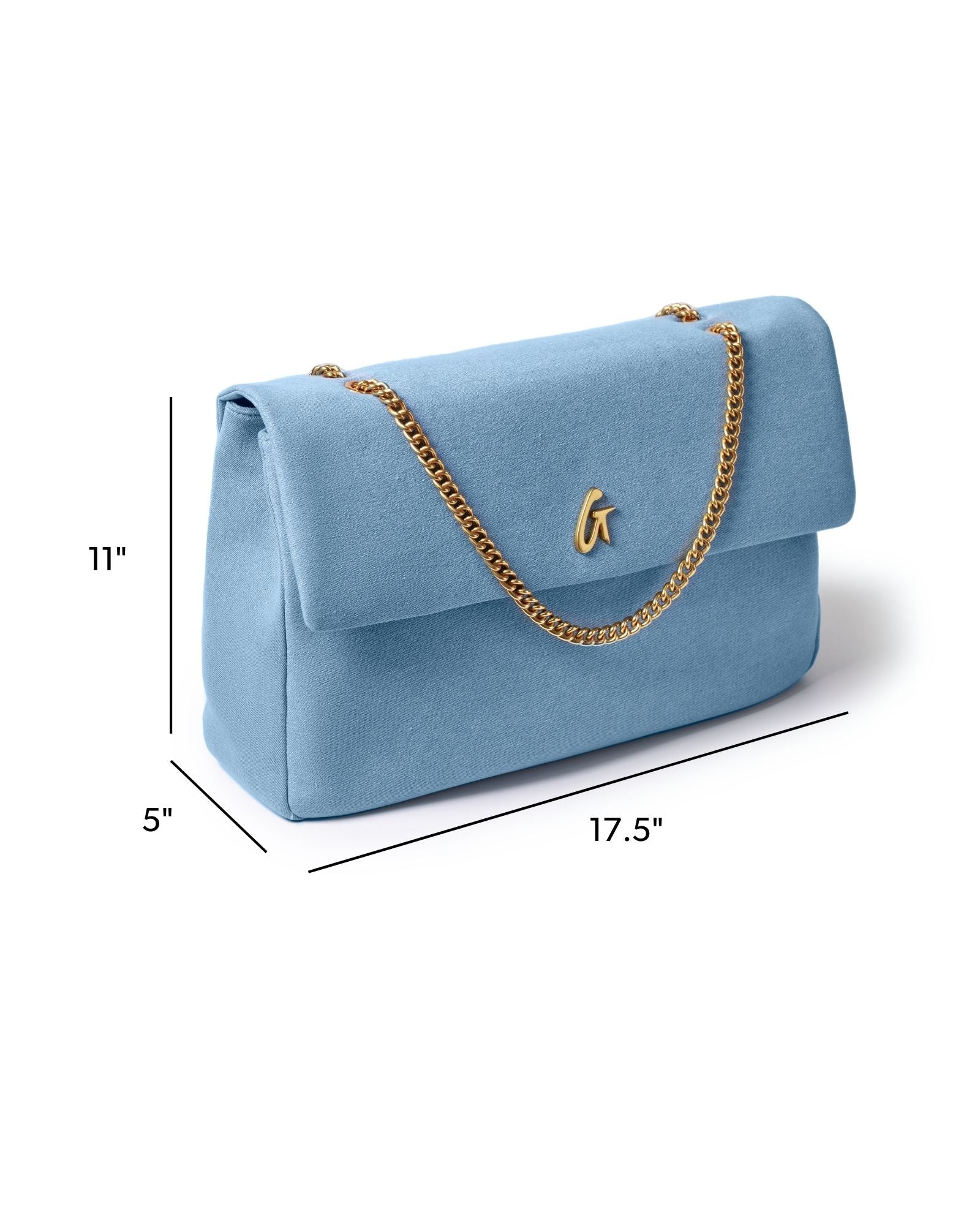 XL DENIM GOLD FLAP BAG