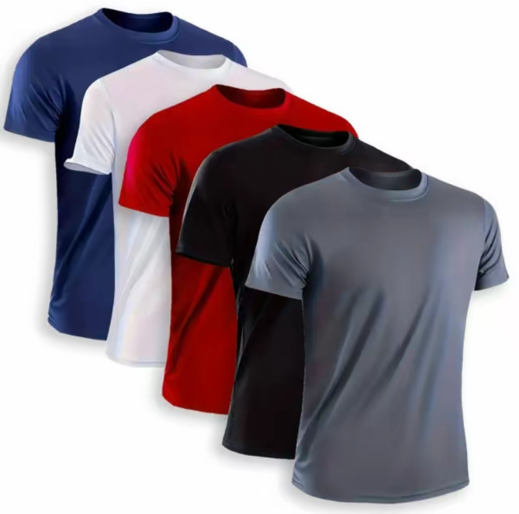 Men's 5-Pack Quick-Dry Crewneck T-Shirts – Breathable, Moisture-Wicking Sports Tees