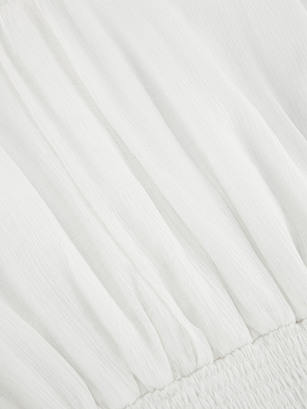 Falbala Solid Color Wrap Round-Neck Mini Dresses