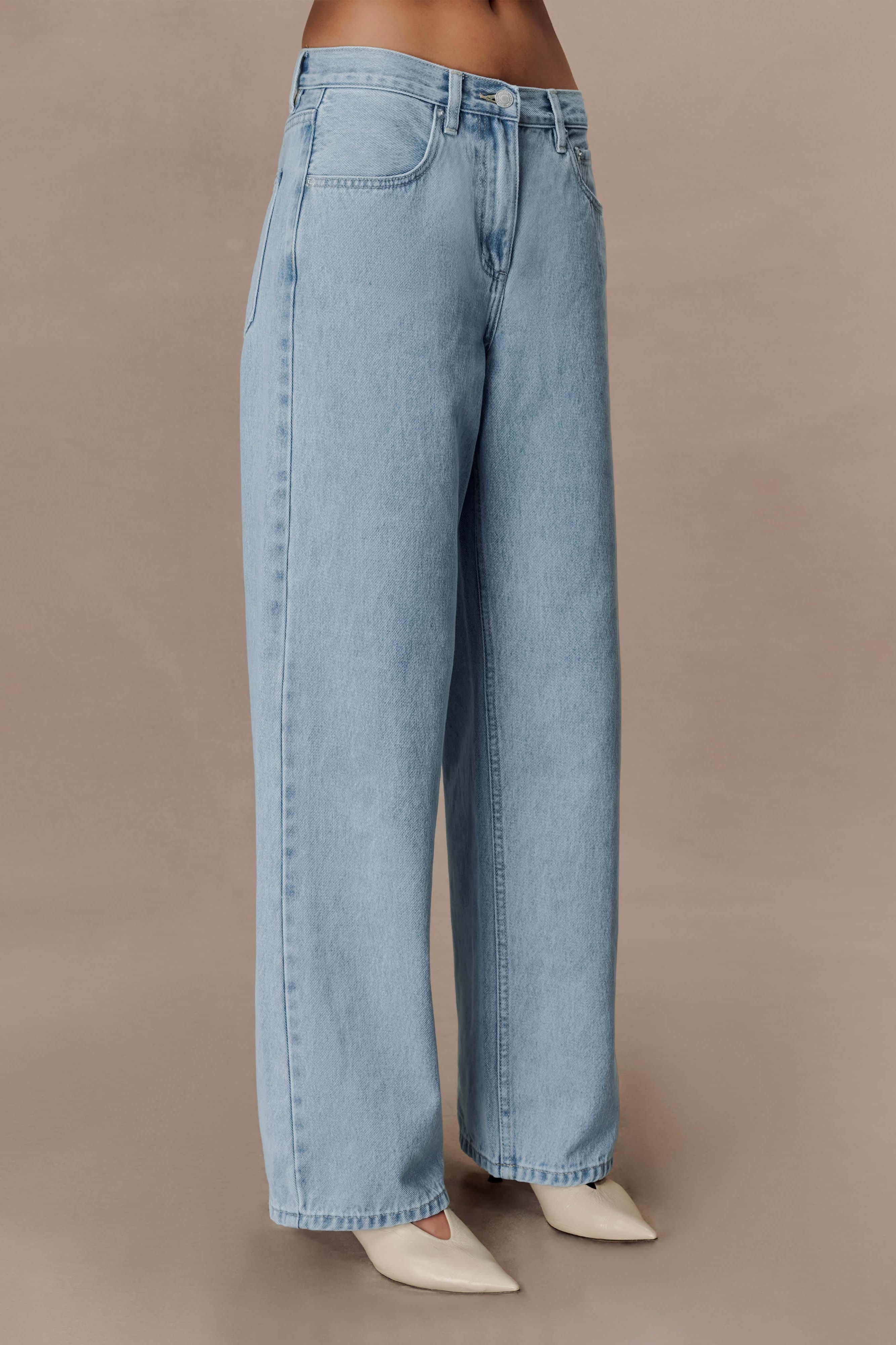 Blue Mid Rise Denim Jeans