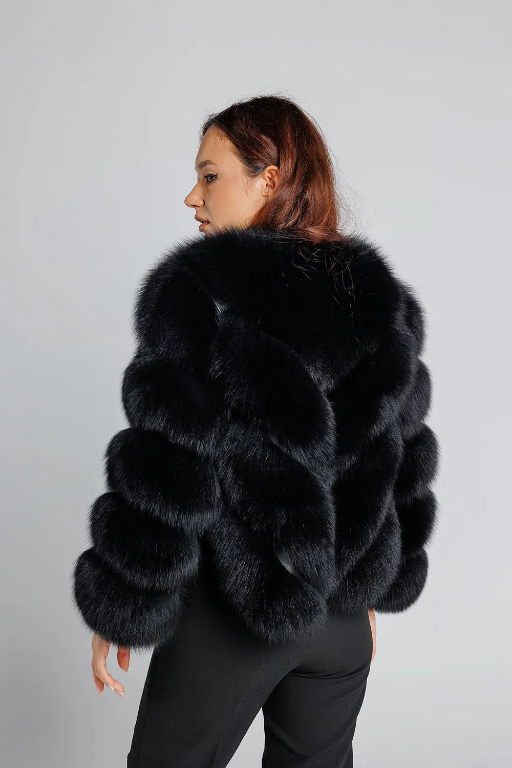 Haină din Blană Naturală de Vulpe, V Model, Transformabilă, Femei, Diamond 351