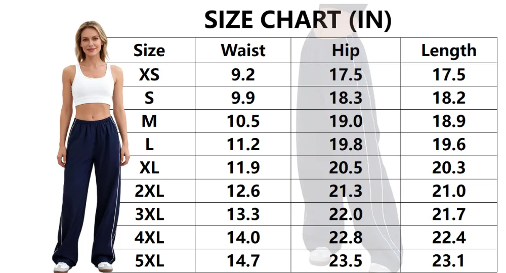 Women's Parachute Wideleg Baggy Pants Elastic Waist Casual Track Trousers