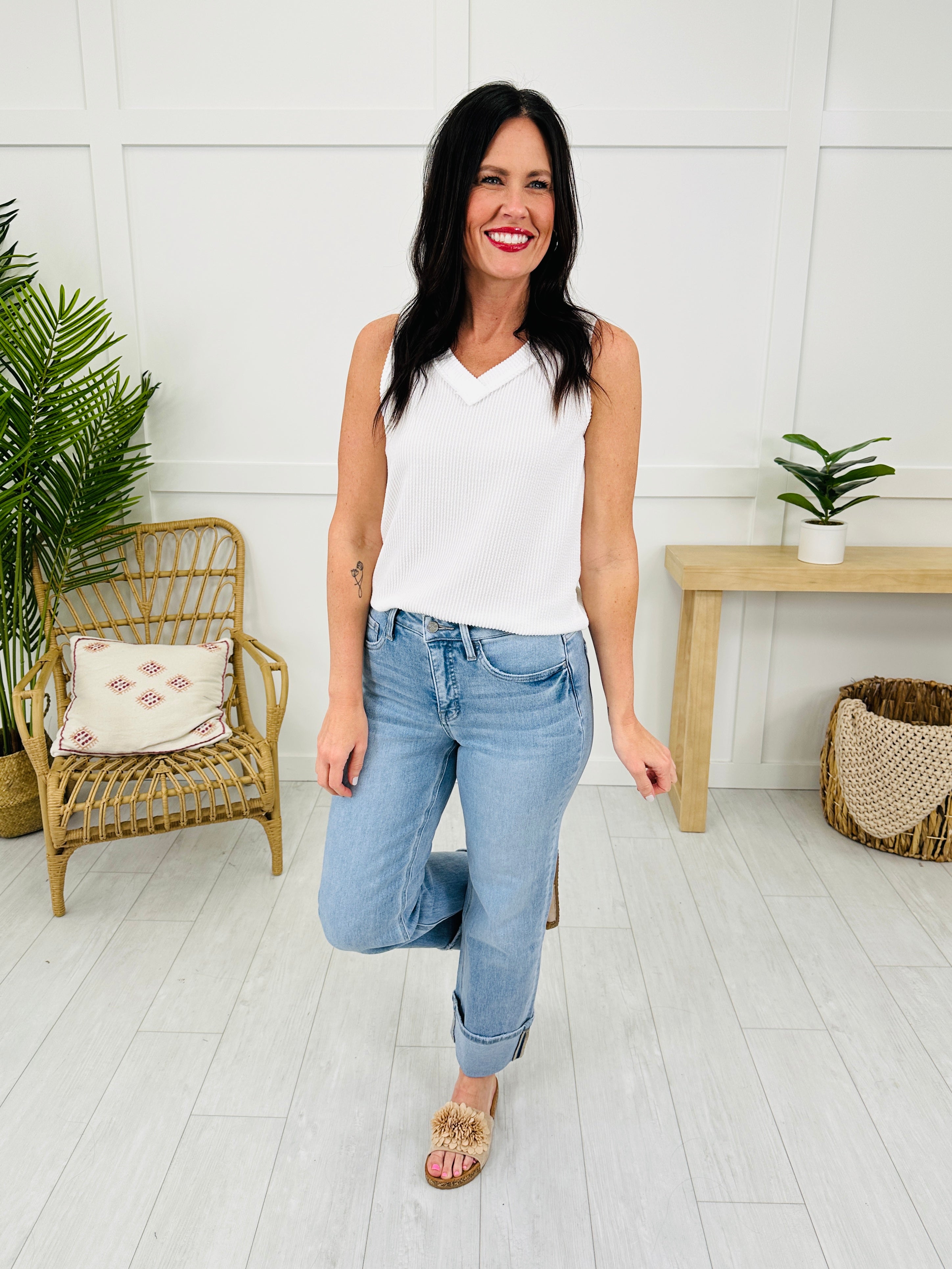 New Love Tummy Control Slim Wide Leg Jeans