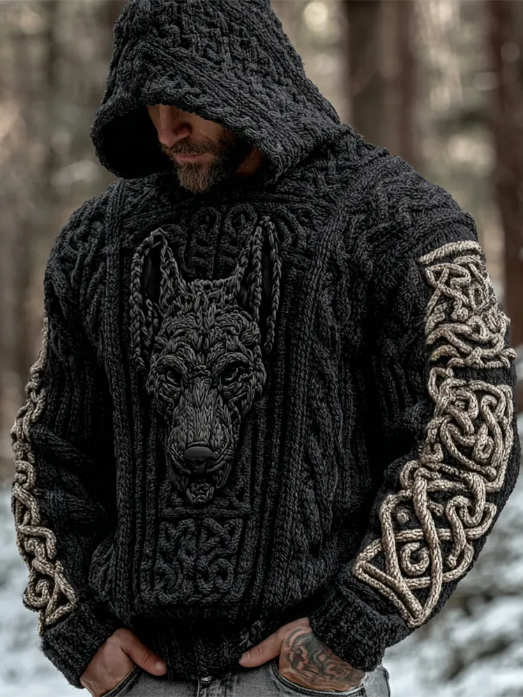 Viking Hellhound Men's Hooded Knit Sweater