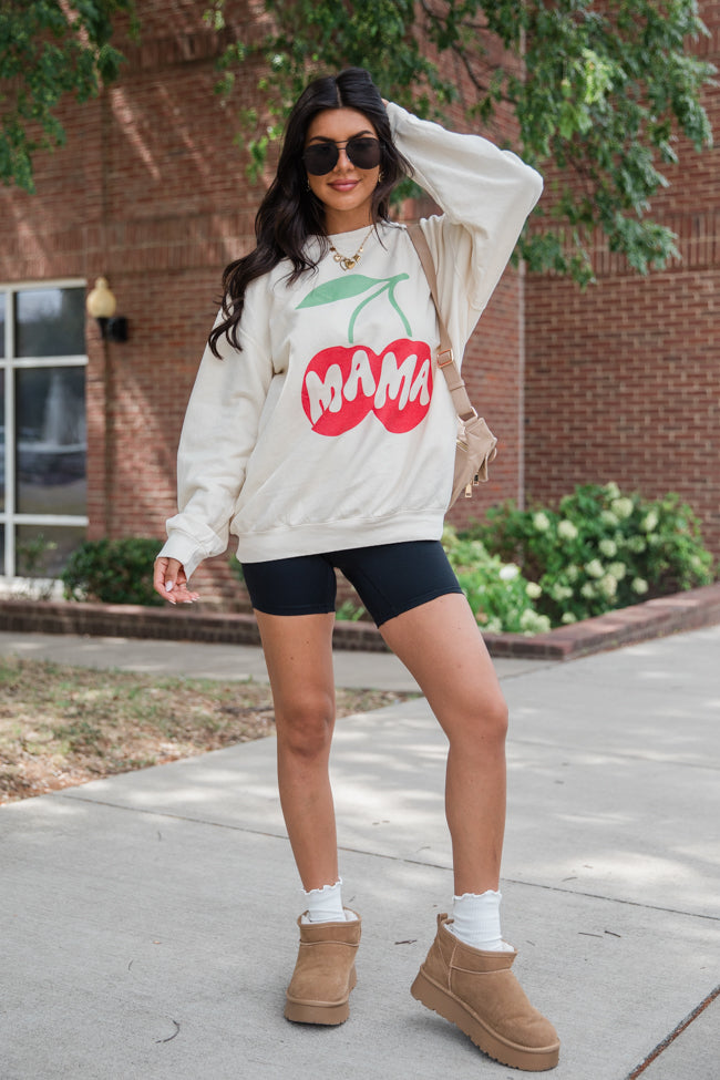 Mama Cherry Cream Graphic Sweatshirt