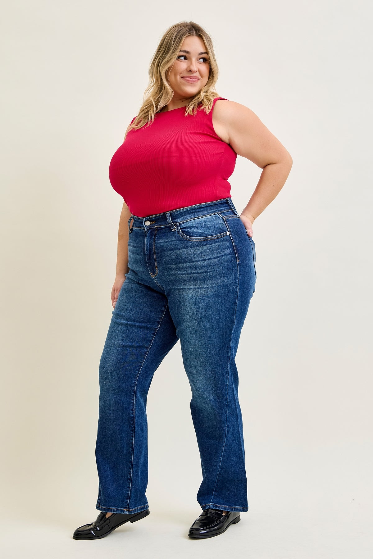 Aubrey Mid Rise Side Seam Detail Straight - PLUS