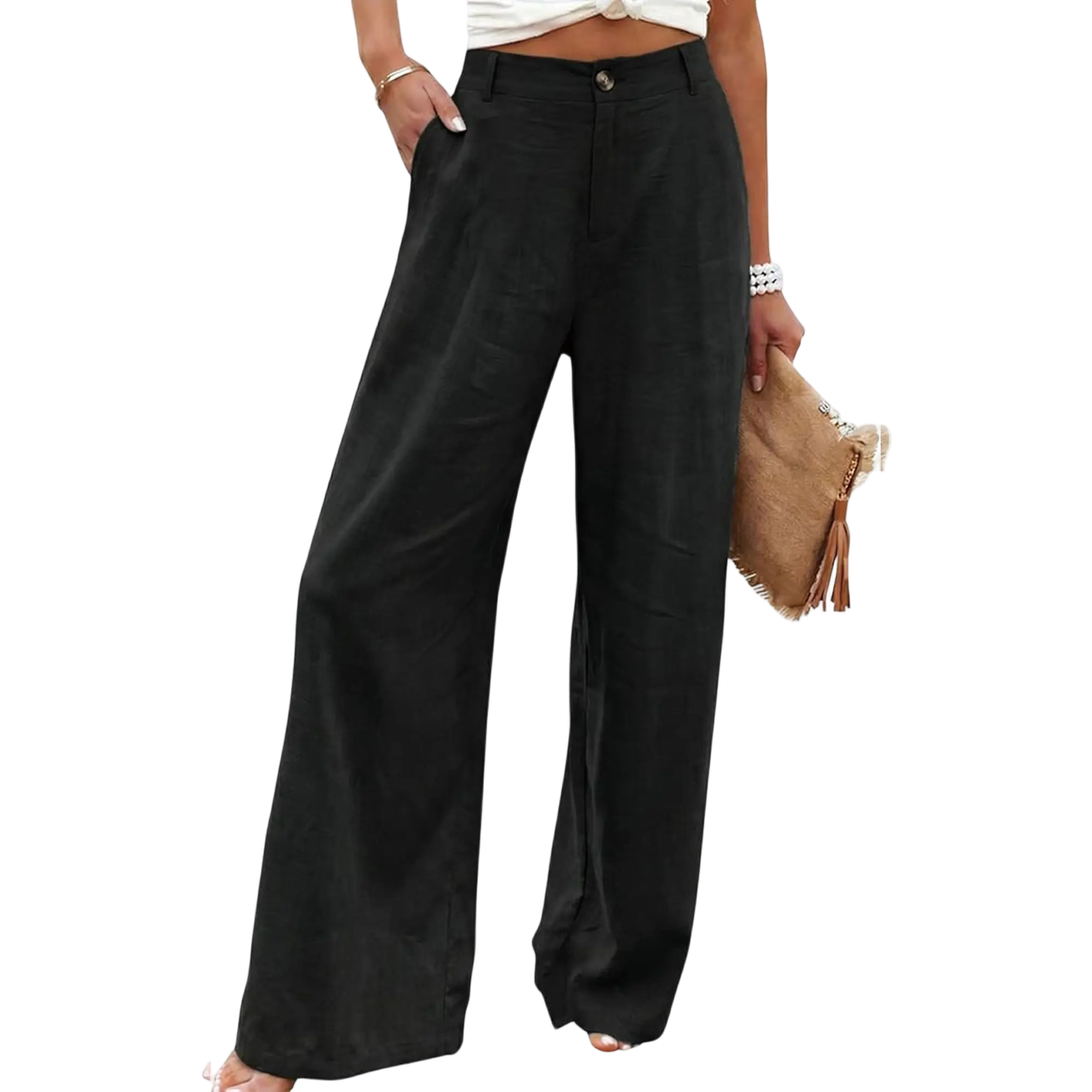 🌿 Women's High-Waisted Wide-Leg Linen Pants - Summer Casual Comfort