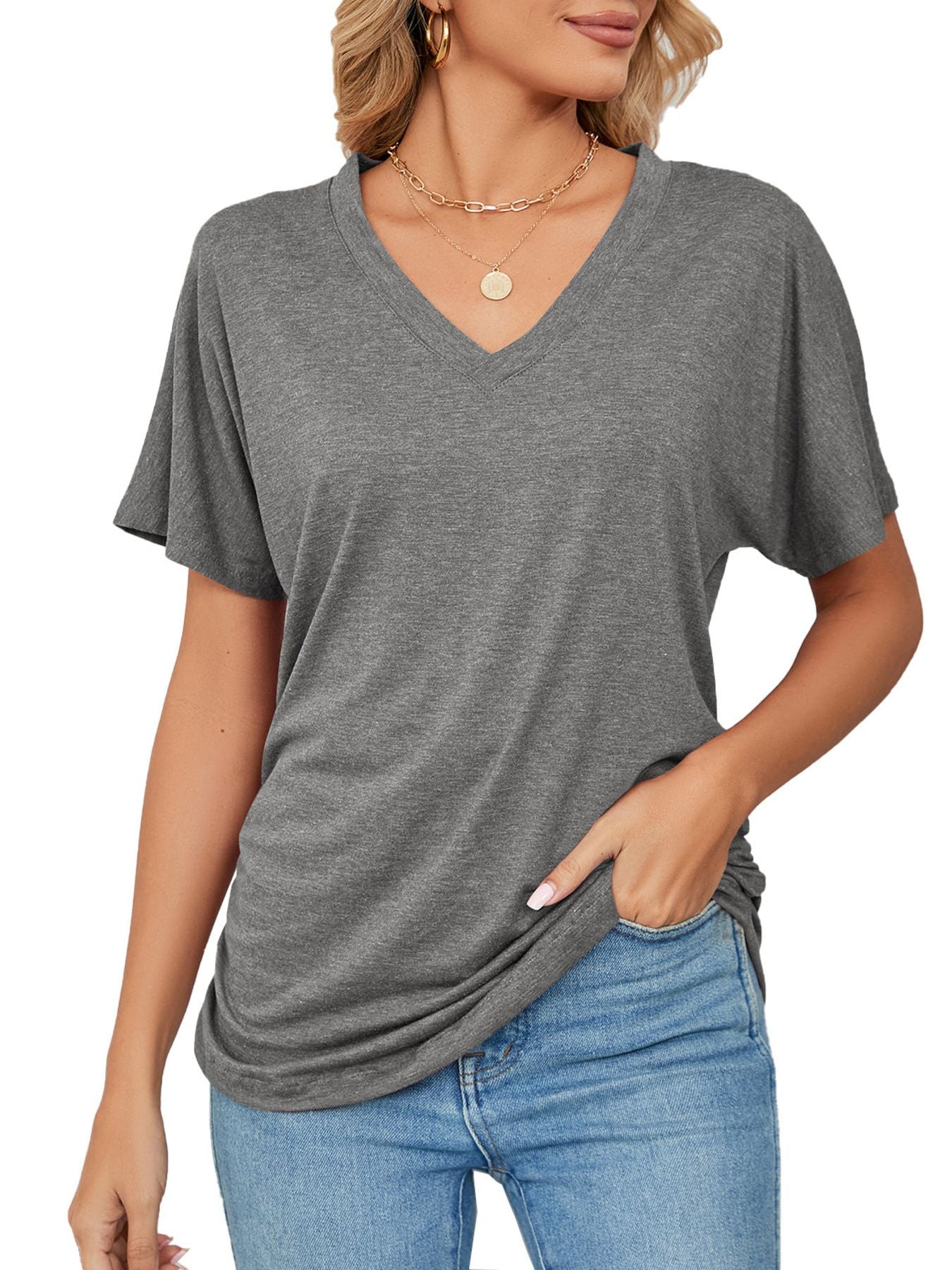 Casual V-Neck Short Sleeve T-Shirt