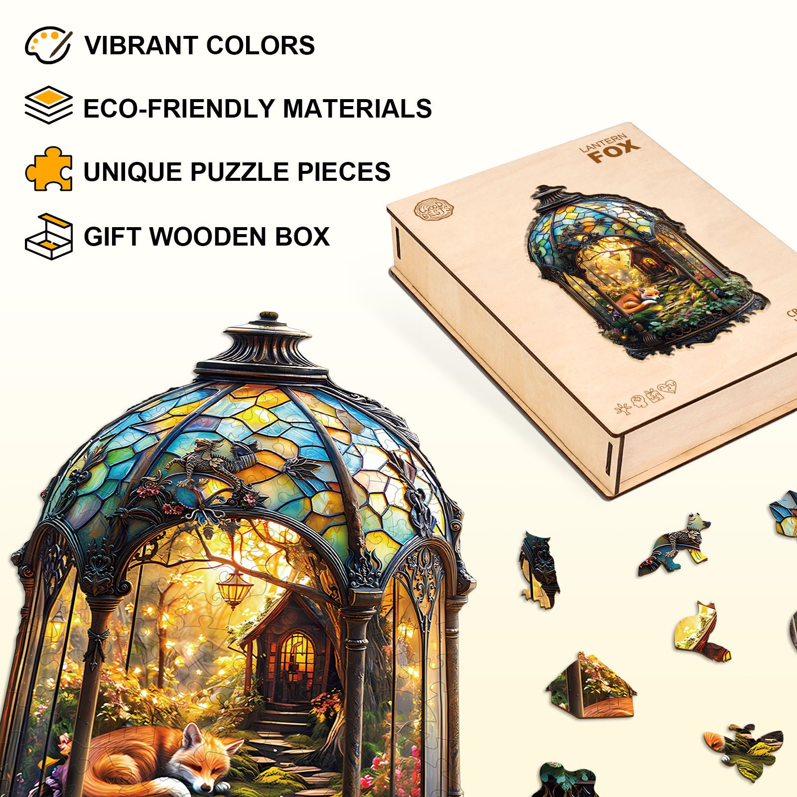 Lantern Fox  Wooden Jigsaw Puzzle