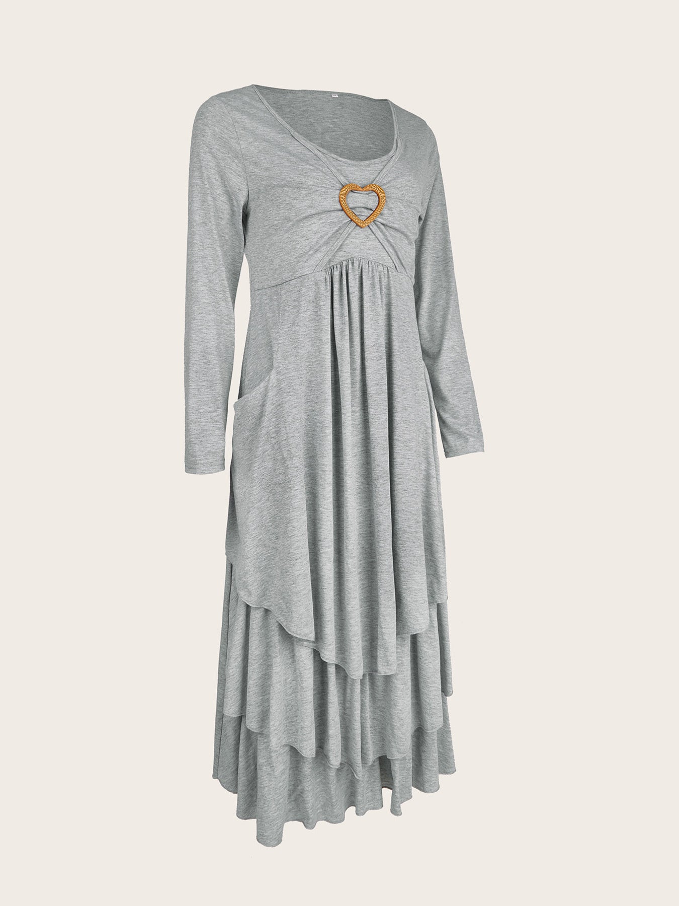 Full Size Heart-Decor Layered Midi Dress Plus Size