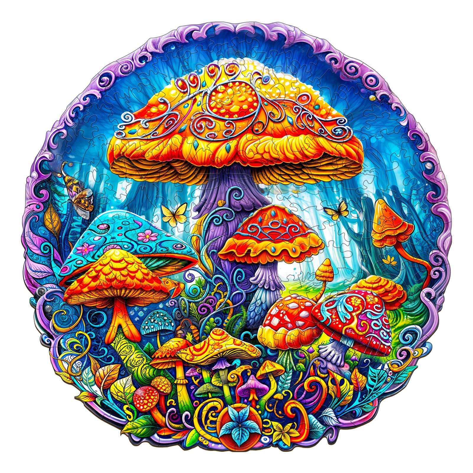 Magical mushrooms Wooden Jigsaw Puzzle