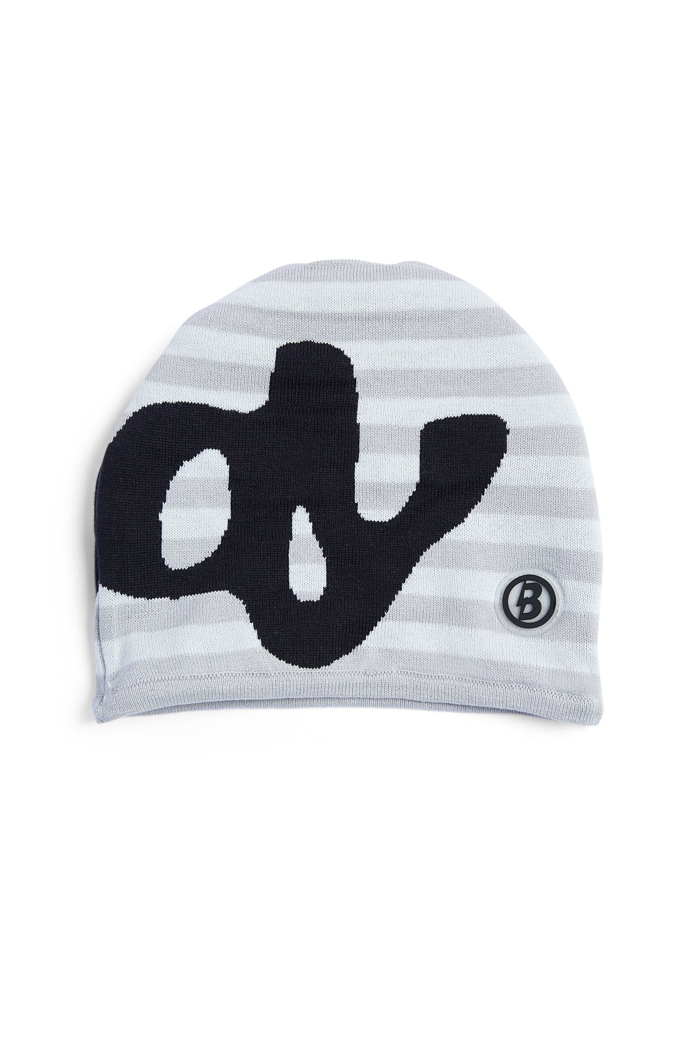 STRIPED KNIT BEANIE (HEATHER GREY/BLACK)