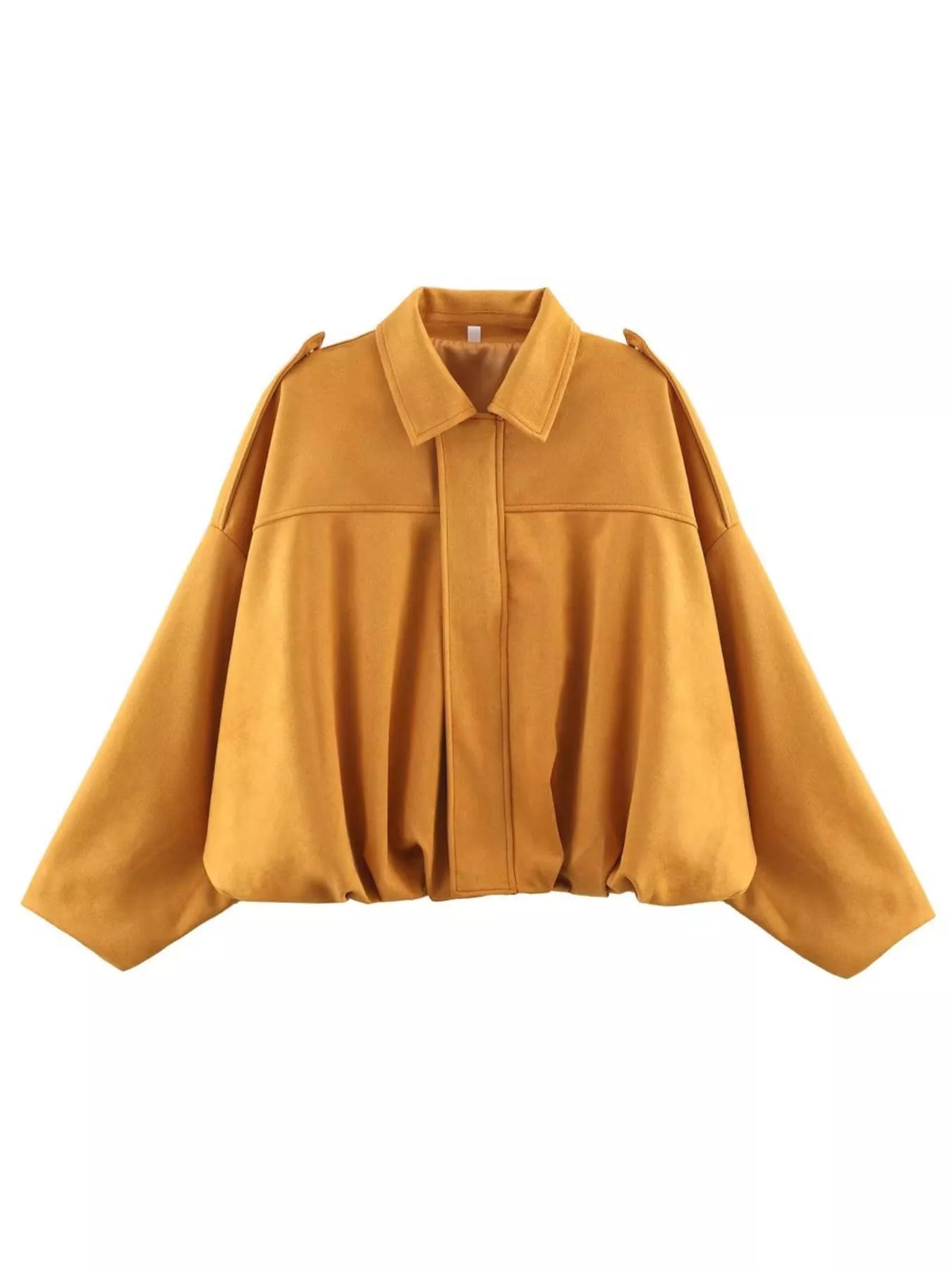 Collared Neck Dropped Shoulder Jacket