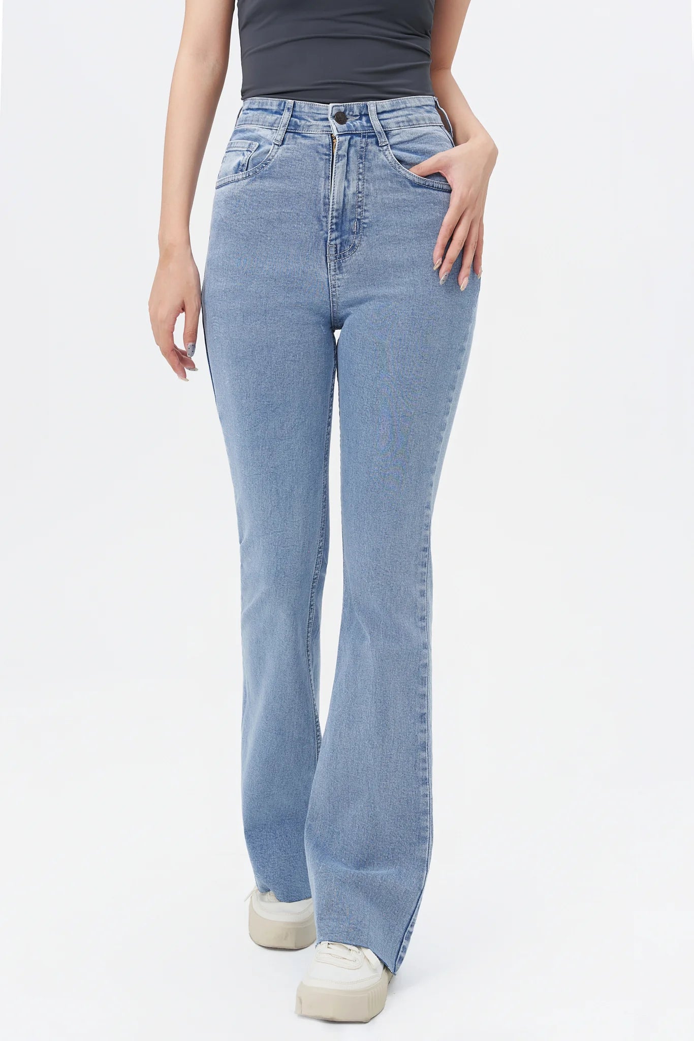 Blue Glow Wave Bootcut Jeans