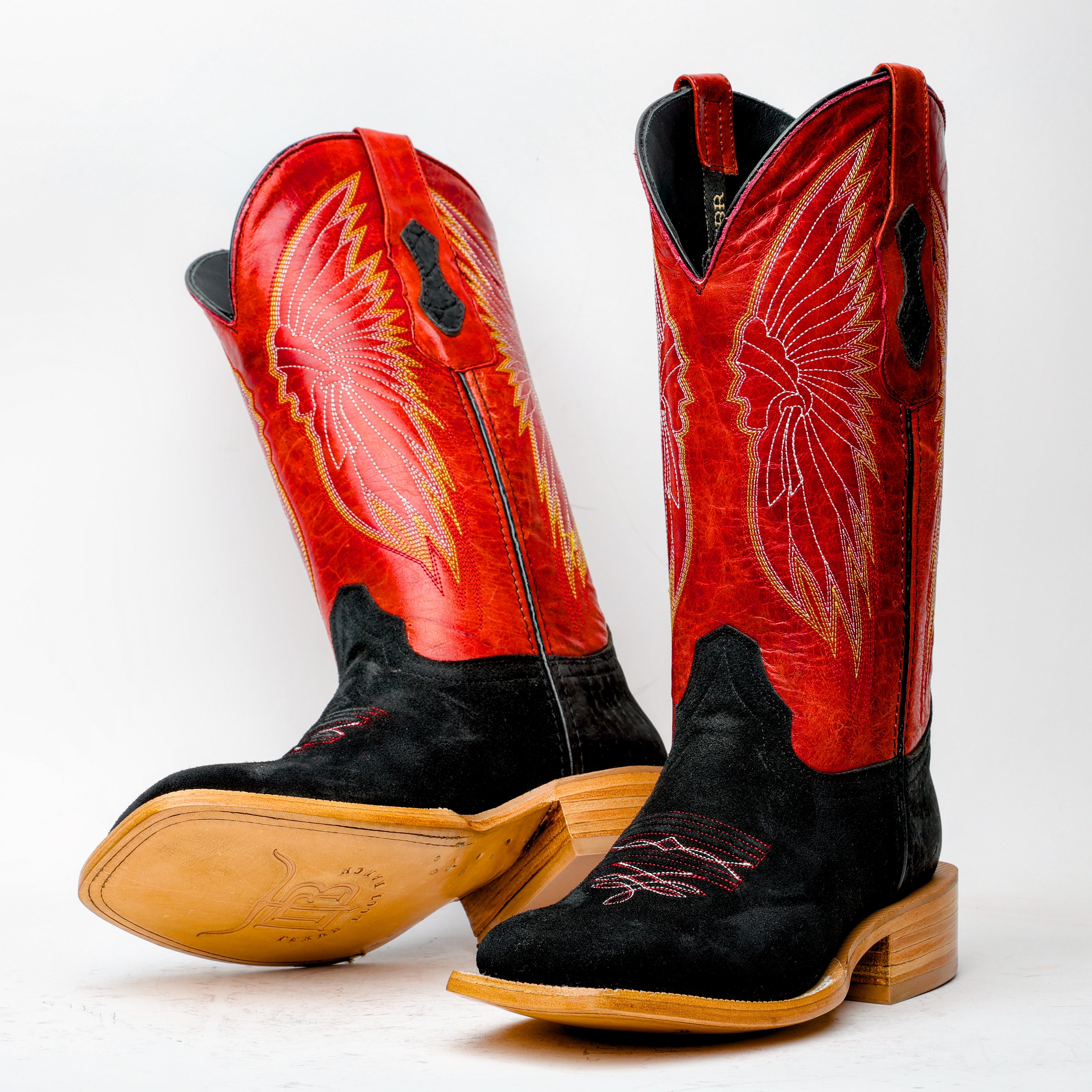 Black Rough-Out Boots - Square Toe