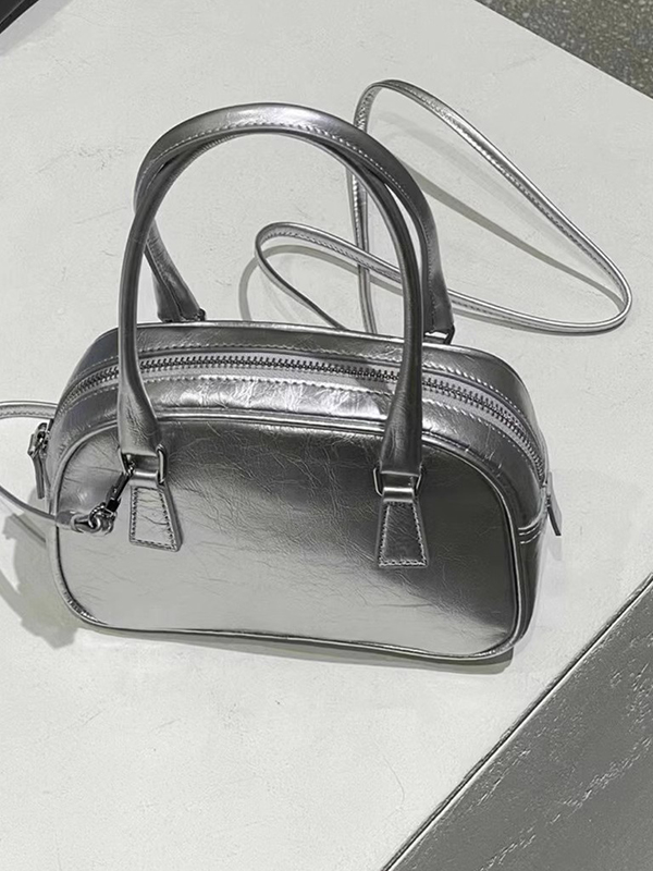 Geometric Solid Color Zipper Handbags Crossbody Bags