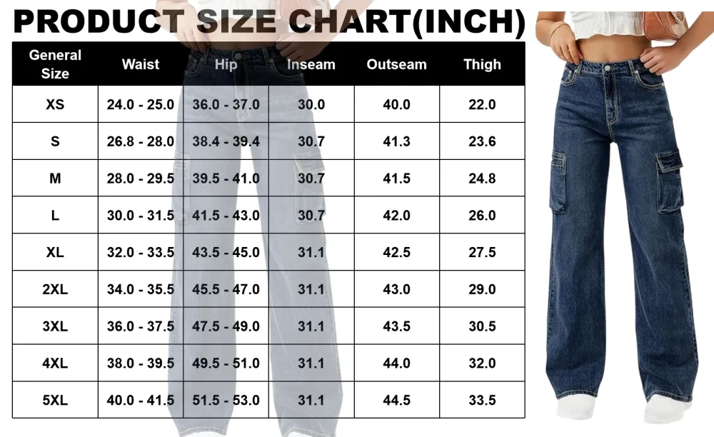 Women High Waisted Cargo Jean