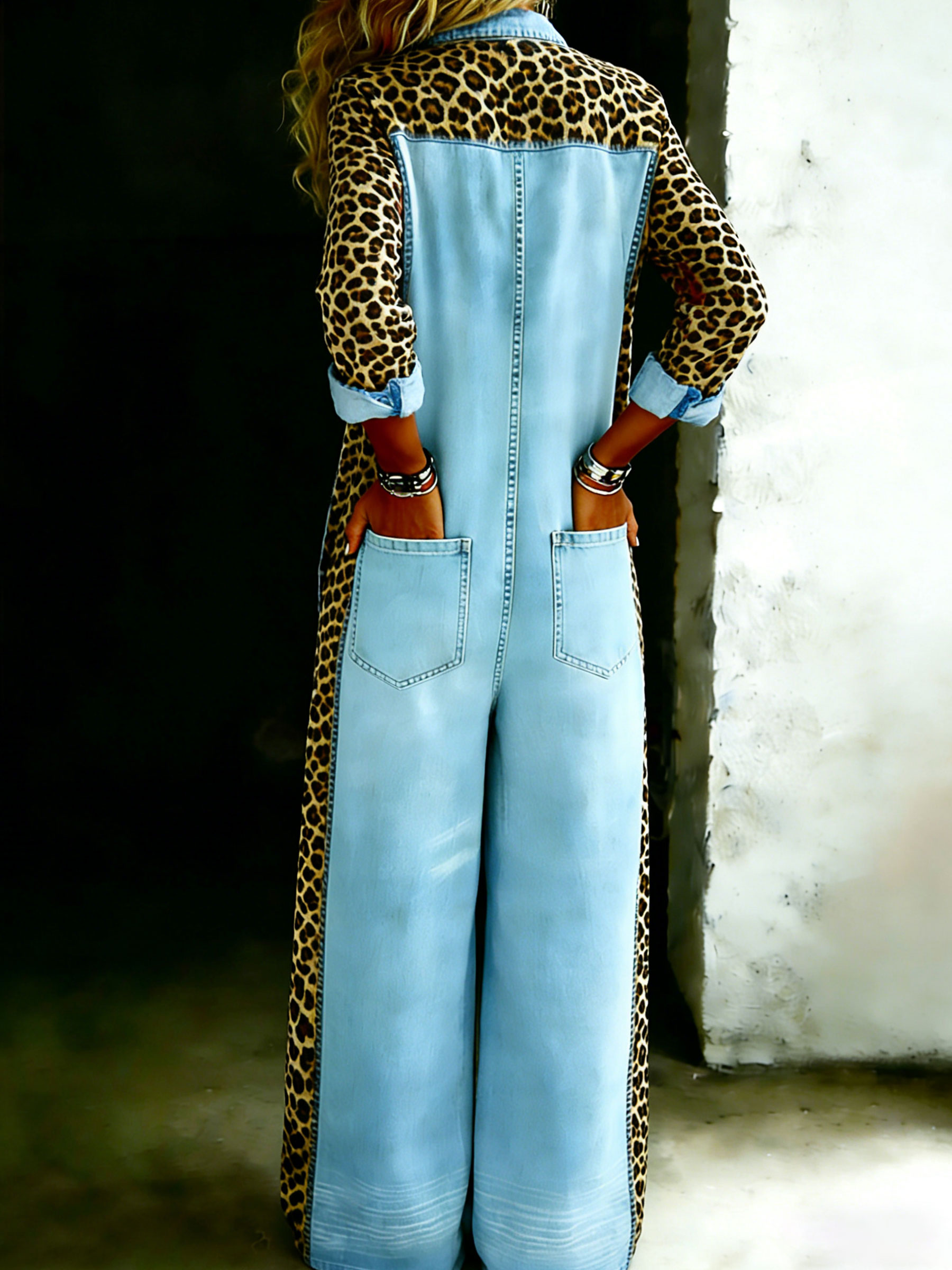 Women’s Cotton One Piece Shirt Denim Jumpsuit