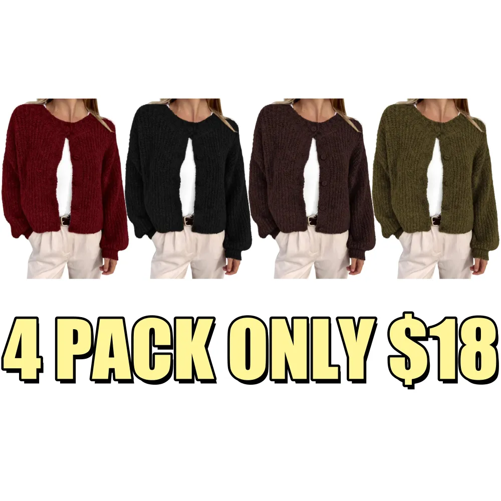 Women's Chunky Knit Fall Cardigan Winter Long Sleeve Button Down