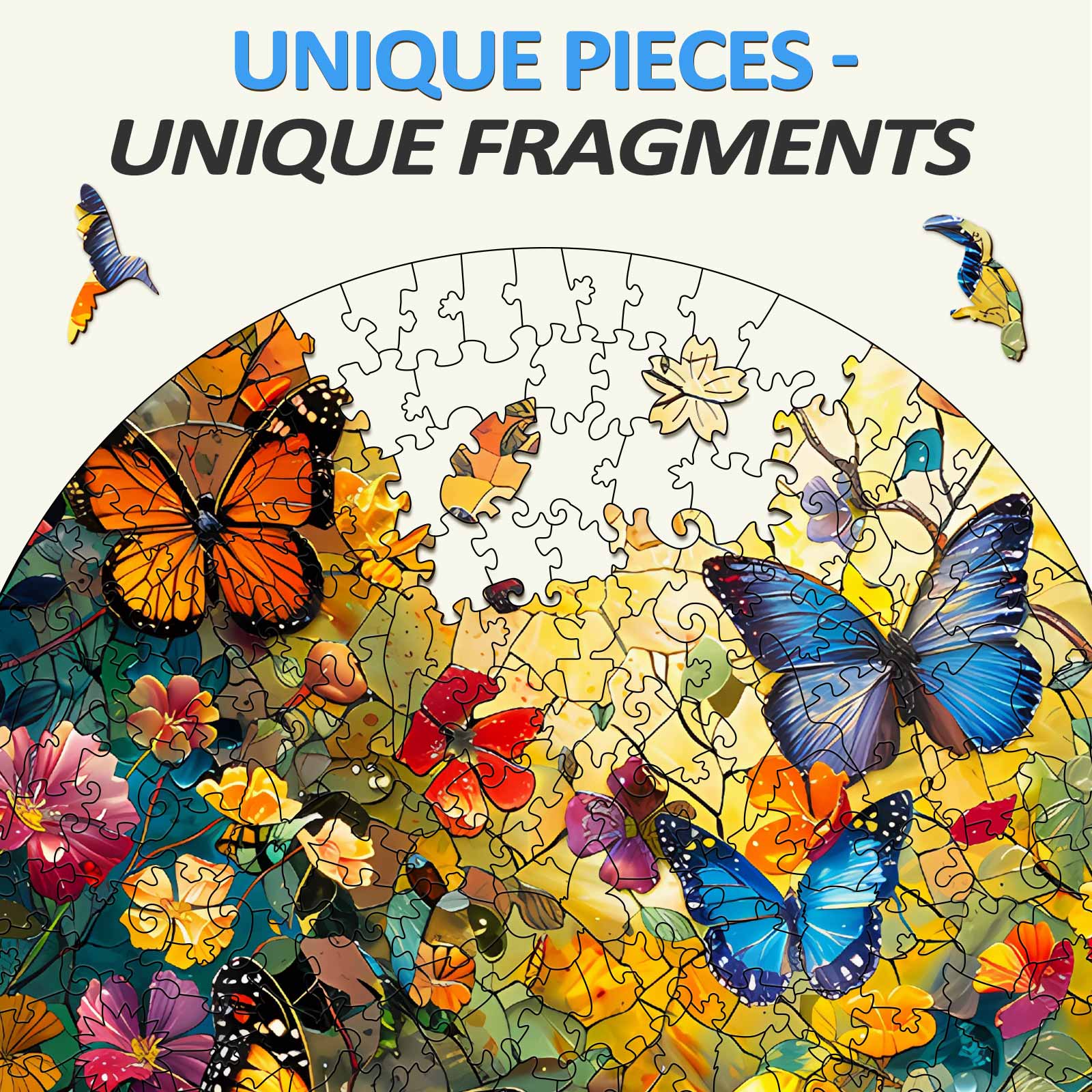 Butterflies and Flowers Wooden Jigsaw Puzzle