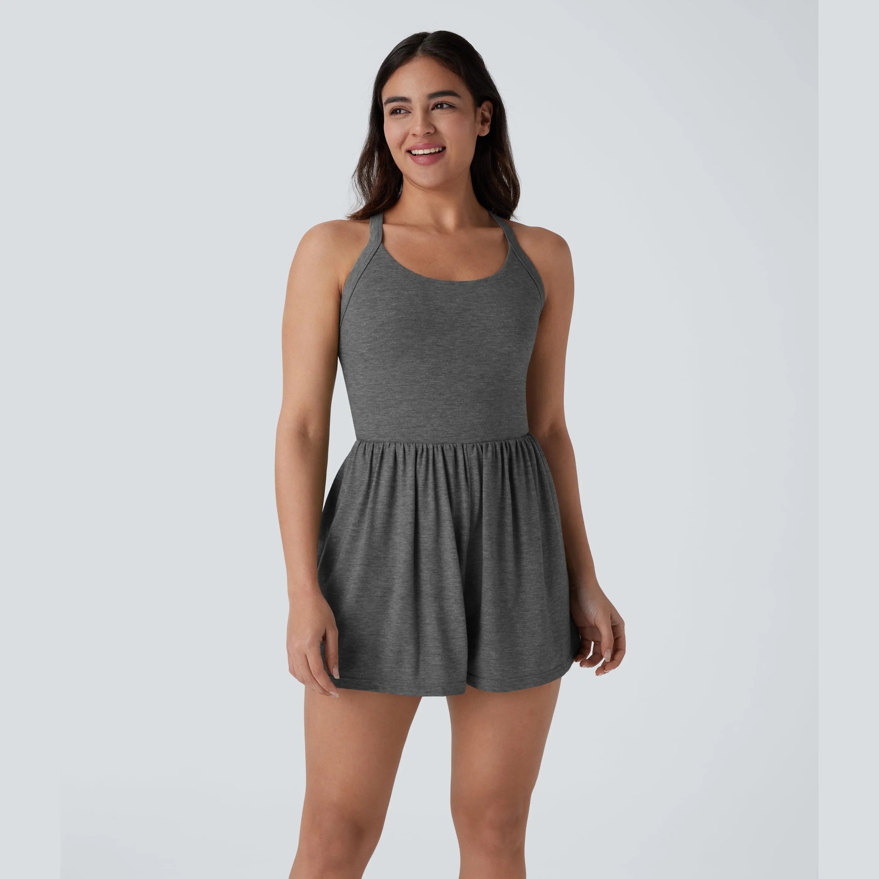 Women's Backless Twist-Front 2-in-1 Resort Romper