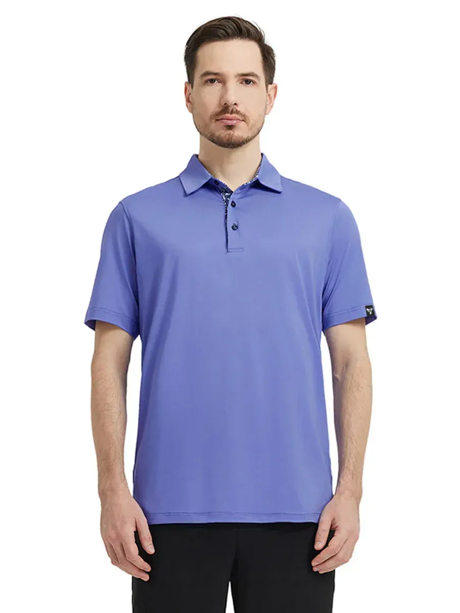 Men'S Designed Collared Solid Performance Polo